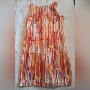 Chetta B women's size 12 verticle striped dress, bright multi color shift, NWT